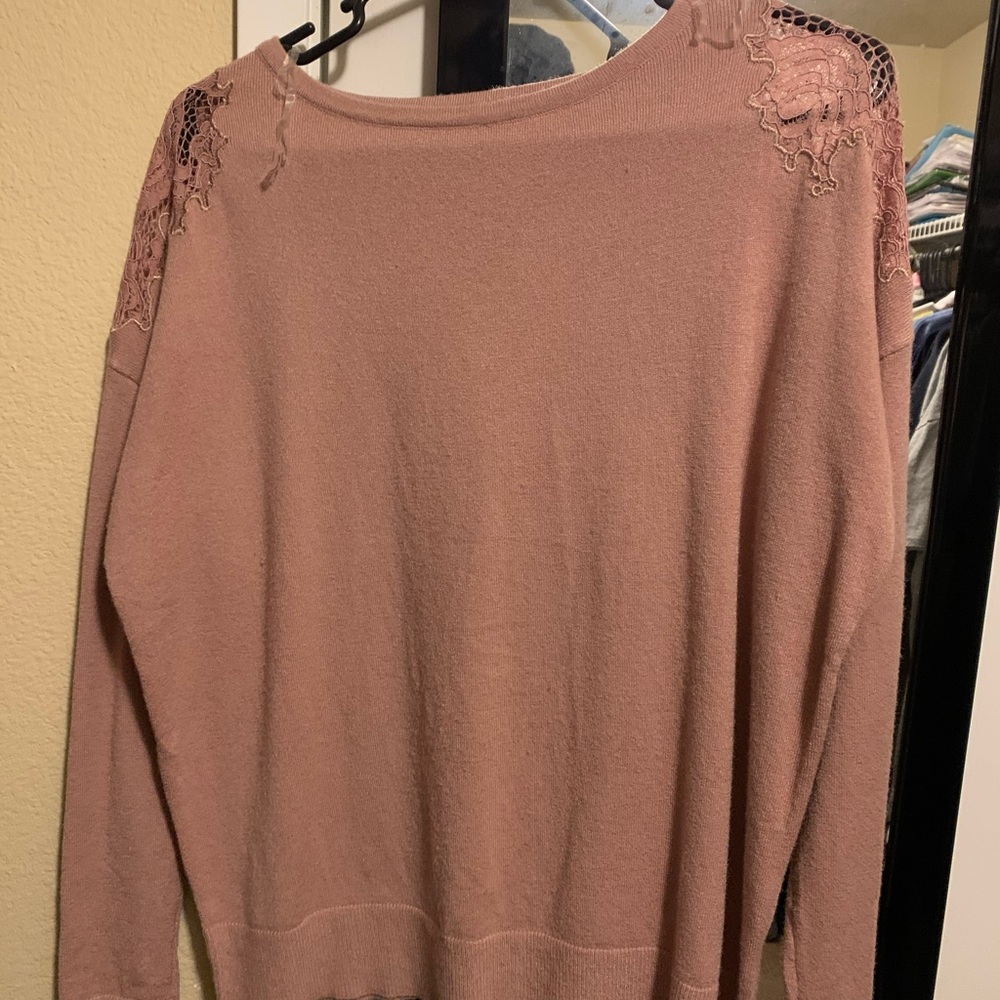 Gorgeous lace shoulder sweater